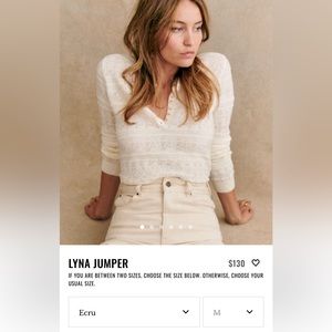 NWT Sezane Lyna in ecru size M
